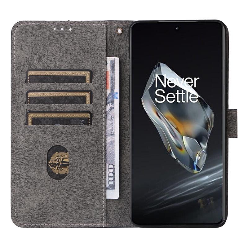 Кожаный чехол для телефона OnePlus 12R/OnePlus Ace 3 5G с держателем для карт, подставкой и ремешком.