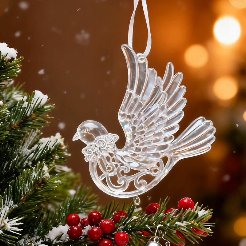 Прозрачные елочные украшения Акриловая птица Единорог Лось Снежинка Подвеска 2026 Новогодняя вечеринка Домашнее украшение Подарок