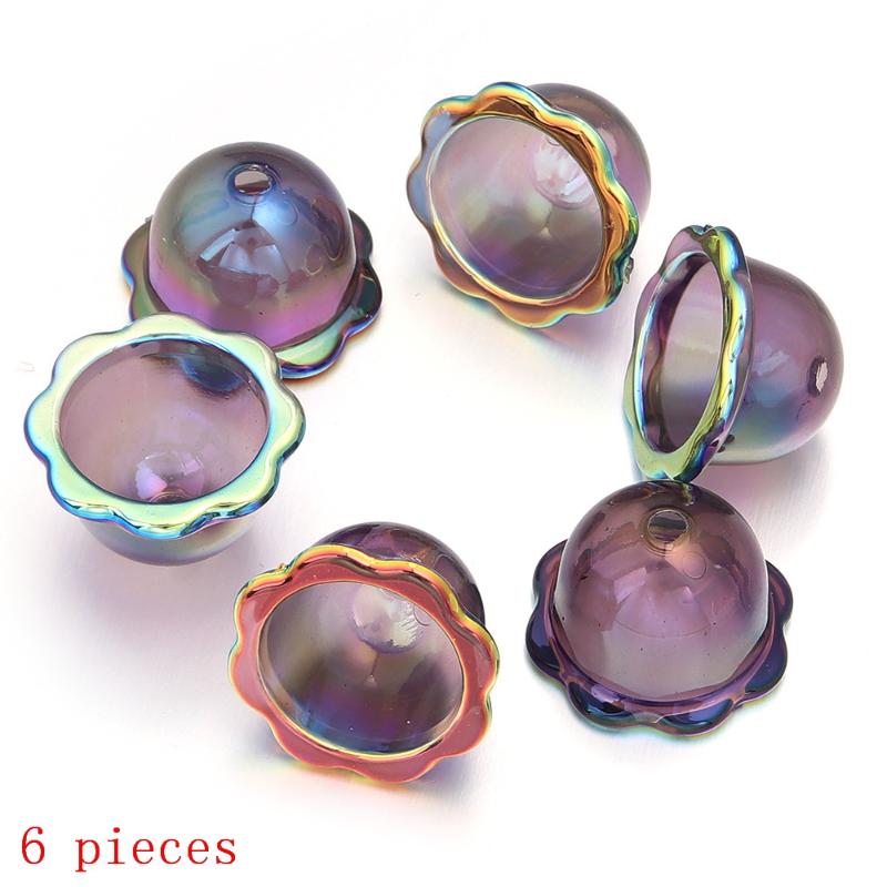 6/24Pcs Handmade Ornaments Transparent Wind Bell Acrylic Beads Colorful Jellyfish Loose Beads For DIY Keychain Hanging Jewelry
