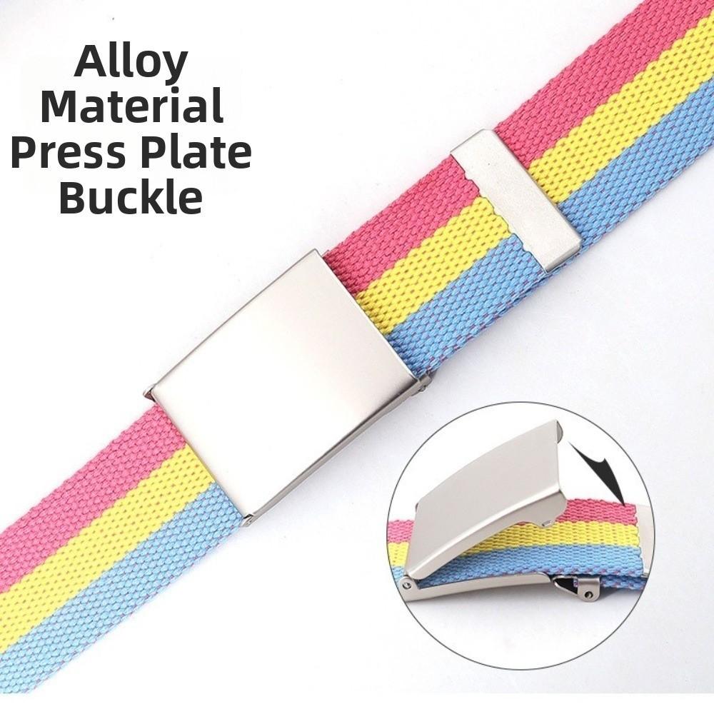Metal Buckle Canvas Waist Belt Stripe Nylon Belt Luxury Men's Business Belt Unisex