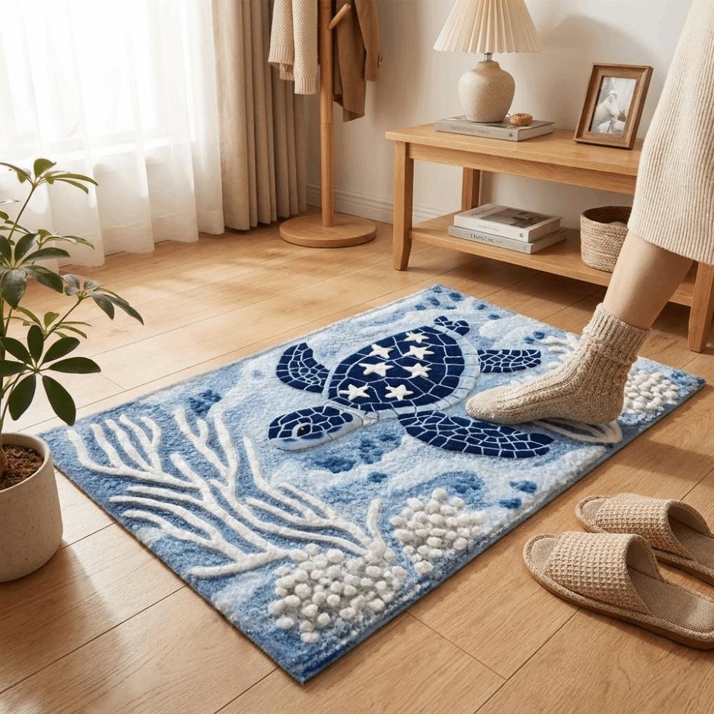 2D Flat Marine Decor Doormat Non Slip Bathroom Rug Welcome Mat Entrance Rug Entryway
