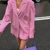 Women Y2k Bow Casual Office Blazer Top Cute Notch Lapel Button Up Jacket Oversized Long Sleeve Coat