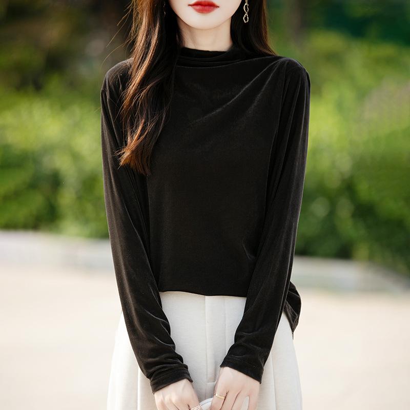 Осенне-зимняя женская теплая свободная рубашка с длинными рукавами, простая трикотажная рубашка, модные легкие роскошные внутренние топы
