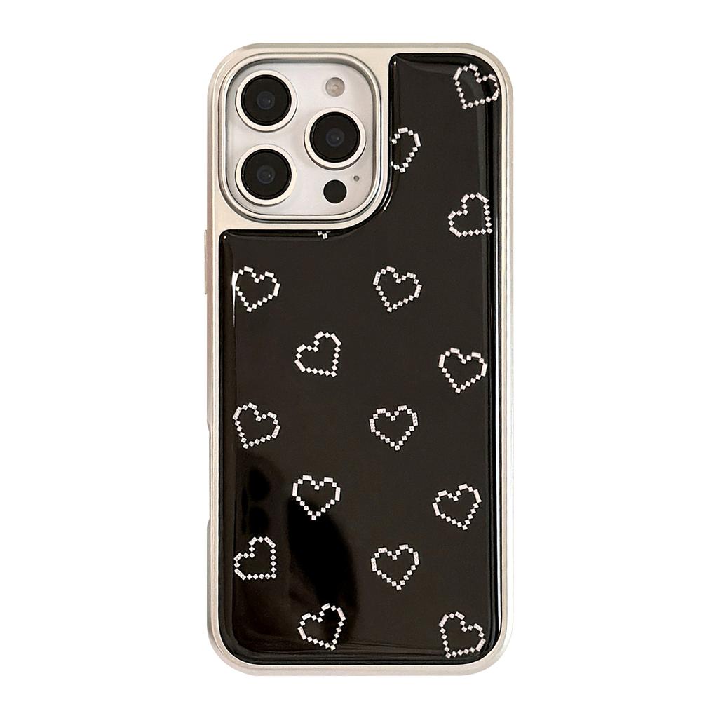 Золотистый Подходит для чехла для мобильного телефона Apple 16 Promax Iphone 16 Капля клея Простой Маленькая любовь 13 Гальванопокрытие 14 Защита от падений