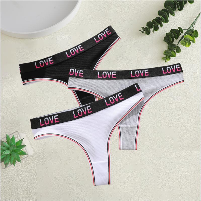 3Pcs/Set Women's Cotton Panties Sexy Sport Low Waist Briefs S-XL Comfortable Underwear Female Soft Color Underpants Lingerie