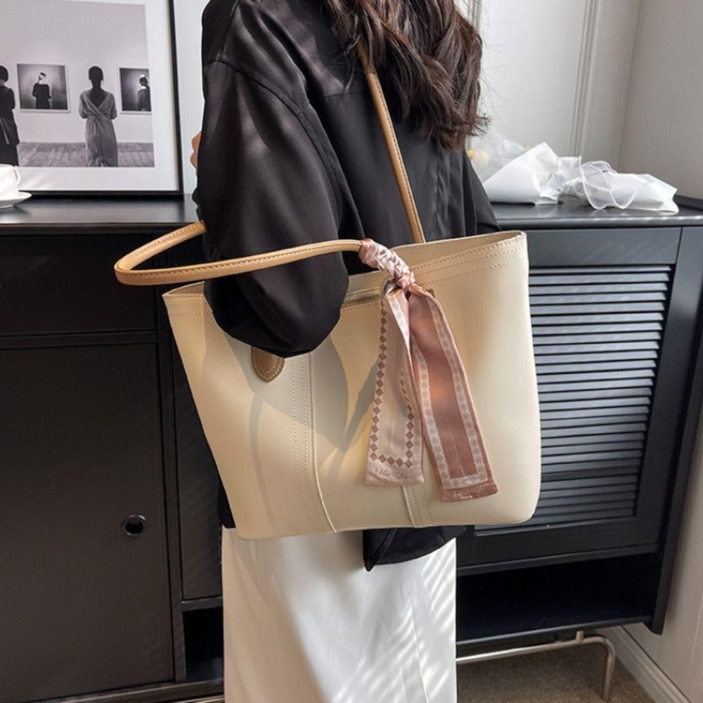Silk Scarf One Shoulder Bag Korean Style Women Handbag Underarm Bag Tote Bag Shopping