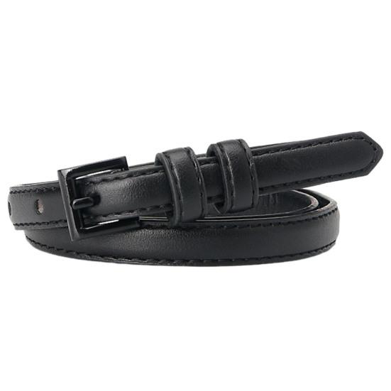 Women Thin Pants Belt Solid Color Faux Leather Waistband Adjustable Length Multi Holes Design Jeans Belt