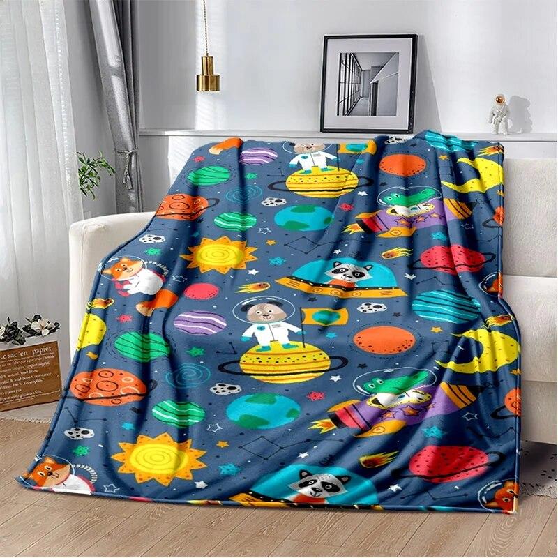 Cartoon Dinosaur Space Cute Dino Children Soft Plush Blanket,Flannel Blanket Throw Blanket for Living Room Bedroom Bed Sofa Kids