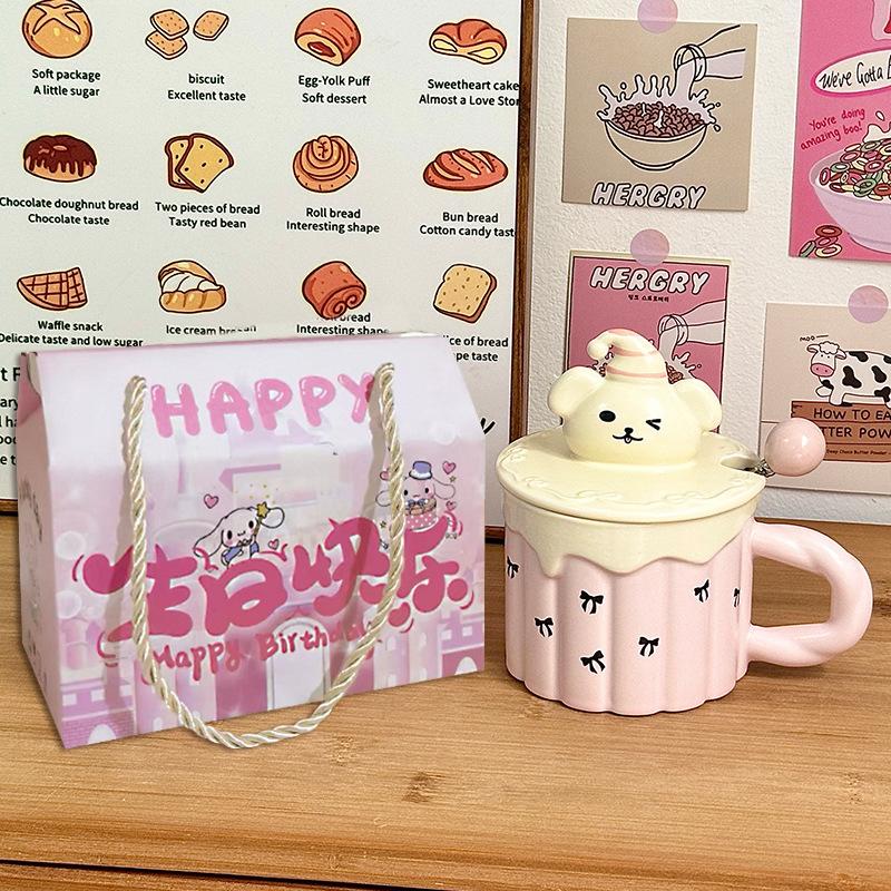 Забавная керамическая кружка для собаки, сувенирная кружка, бытовая кружка для воды с крышкой, кружка, подарок на день рождения, для девушки, кофейная кружка