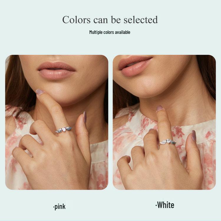 Кольцо и браслет Yin Ziyun с розовым цирконом 'Крылья любви', серебро 925 пробы, мечтательный дизайн, SCR874