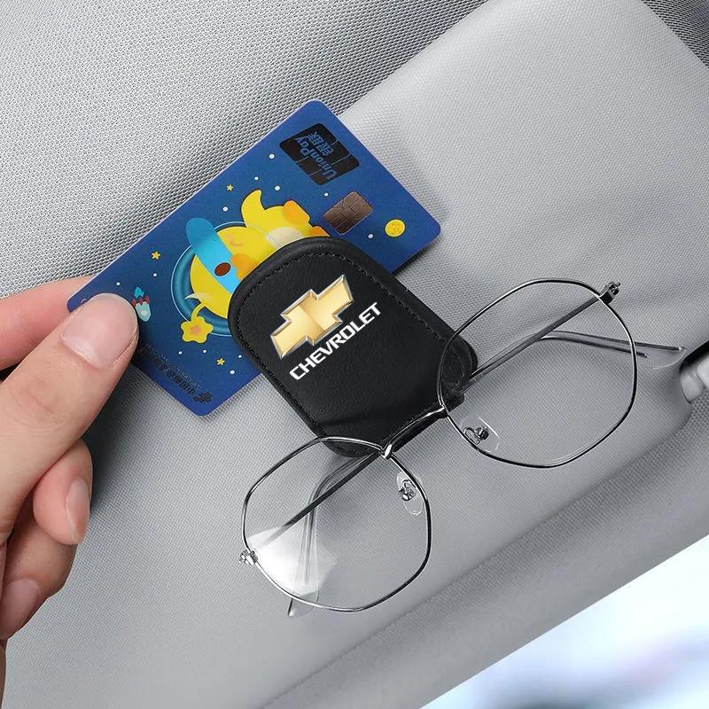 AABJU1 Car Leather Glasses Clip Sun Visor Ticket Card Storage Clamp For Chevrolet Cruze Malibu Colorado Suburban Equinox Blazer Trax