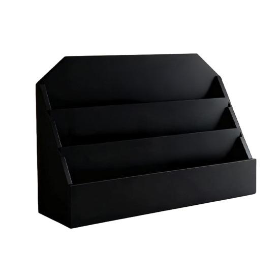 Greeting Card Display Stand Wooden 3-Tier Storage Rack with Rustic Brown Finish Large Capacity Postcards Stickers Organizer