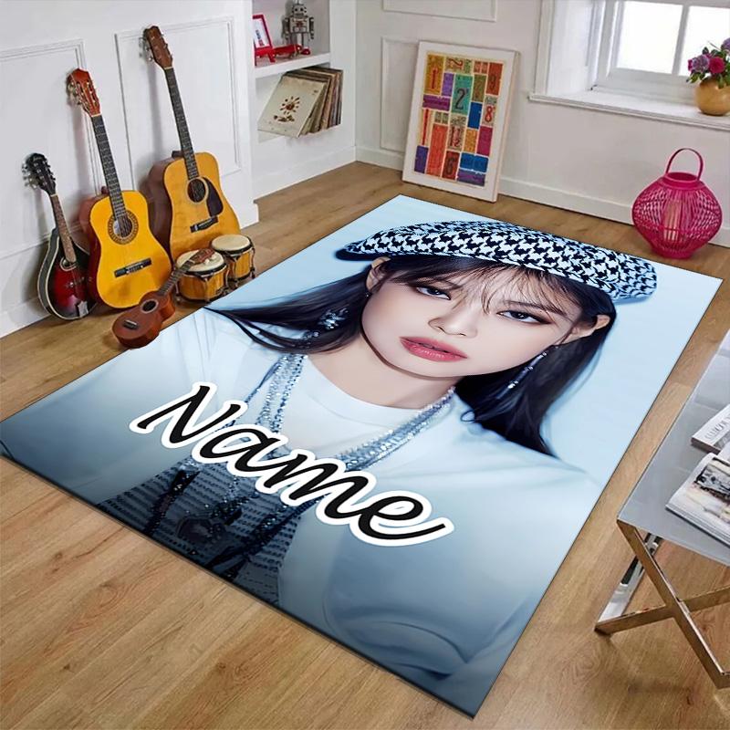 Custom BlackPink Mat Personalized Name, Polyester Washable Indoor Entryway Rug, Gift for Christmas, Easter, Thanksgiving Day