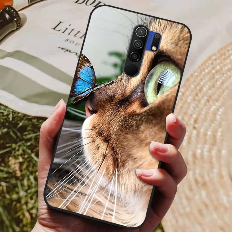 Для чехла Xiaomi Redmi 9 Чехол Кот Цветок волк Силиконовый чехол для Redmi 9 redmi9 Чехол Бампер 6.53" Ударопрочный Чехол для телефона Coque
