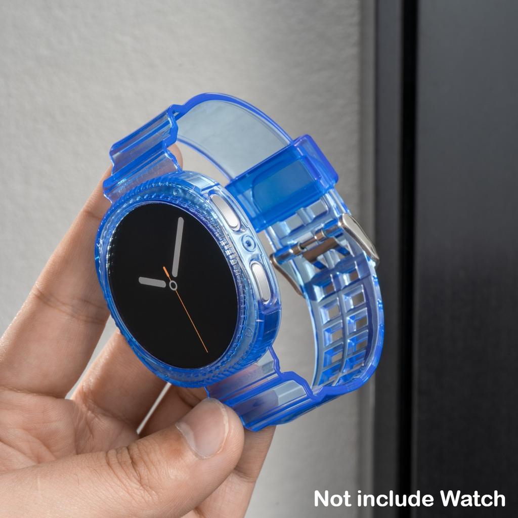 Прозрачный чехол+ремешок для Samsung Galaxy Watch 8 40 44мм ремешок Pulseira силиконовый браслет Correa для Galaxy Watch 8 Classic 46мм