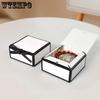 WTEMPO 10PCS Christmas Foldable Black Ribbon Bow Paper Gift Boxes DIY Simple Flip-top Packaging Boxes Ideal for Storing and Gifting Delicate Items
