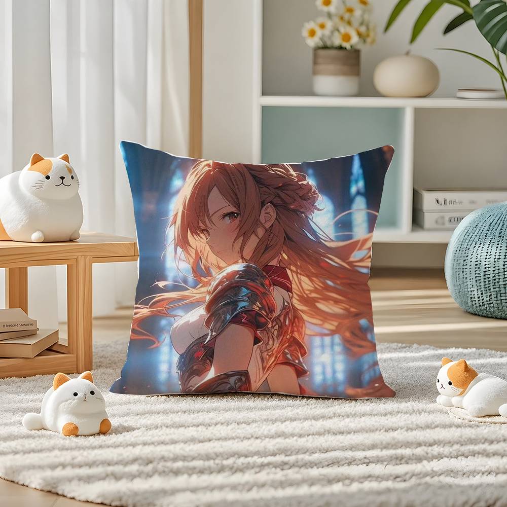 Sword Art Online Ordinal Scale Anime Plush Pillow Cover Soft Short Plush Cushion Cover For Sofa Bedroom Home Decor Gift
