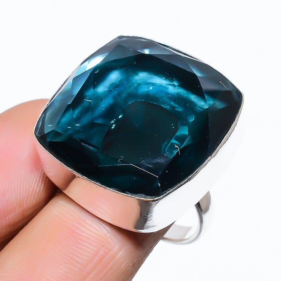 Кольцо из стерлингового серебра 925 пробы с натуральным индиколитом и турмалином ручной работы, размер 9 w0p24