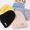 New Loose Knitted Hat for Women In Autumn and Winter Face Showing Small Wool Hat Personalized Letters Warm Cold Hat Couple Pullover Hat