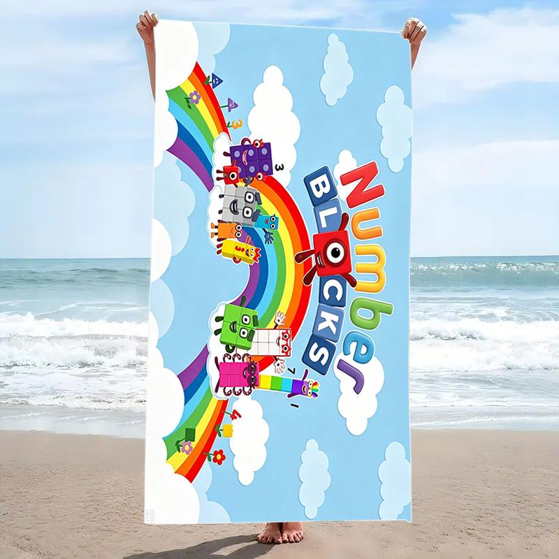 Numberblocks Print Beach Towel, Large Soft Quick Dry Towel for Beach Camping Swimming