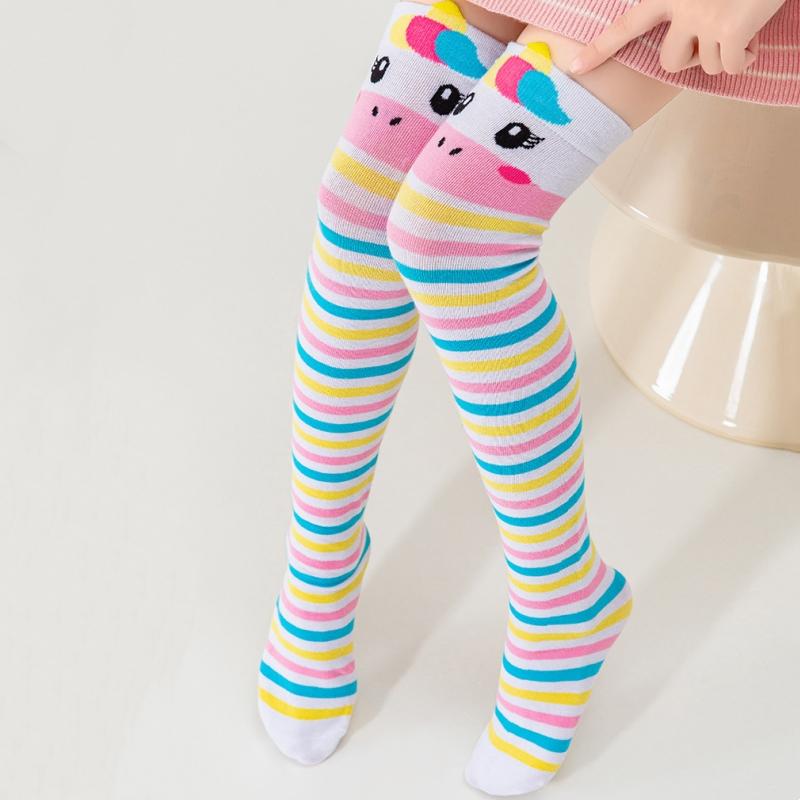Spring Autumn Girls Cotton Over The Knee Long Lovely Stockings Cartoon Cartoon Kids Child Knee High Socks Infant Baby Socks