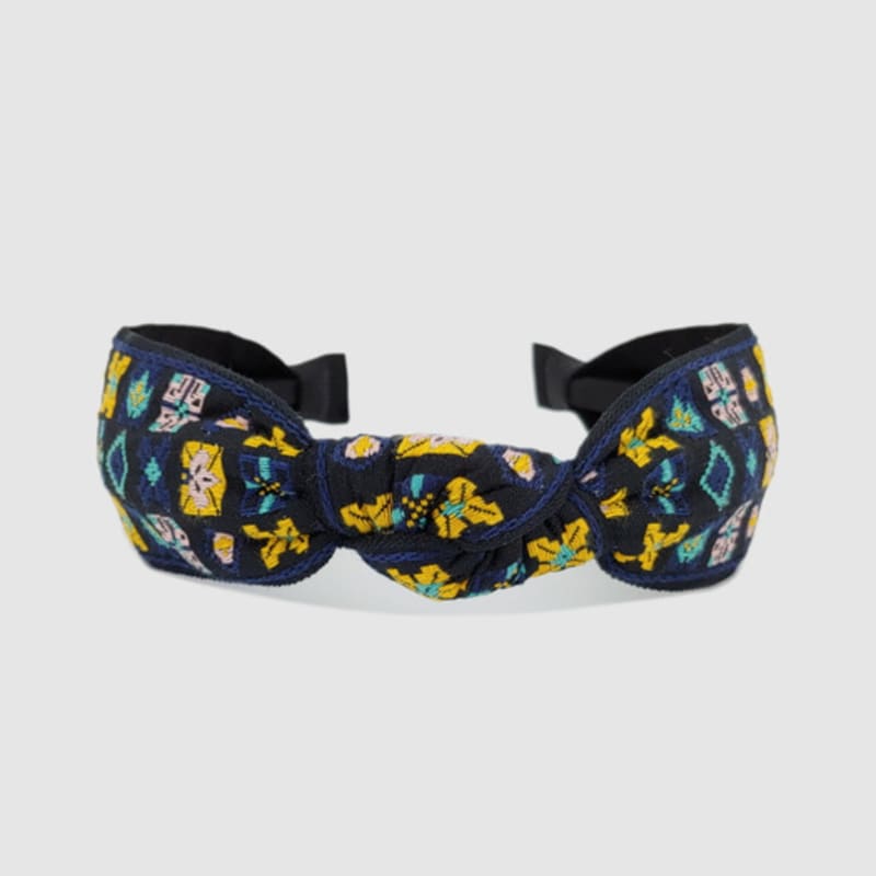 ЛАЛА Геометрическая Ромбовидная Этническая Повязка на Голову - Синяя