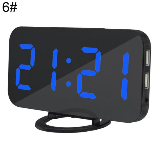 CO&LO Fashion Digital LED Mirror Dual USB Port Rechargeable Dimmer Snooze Alarm Clock