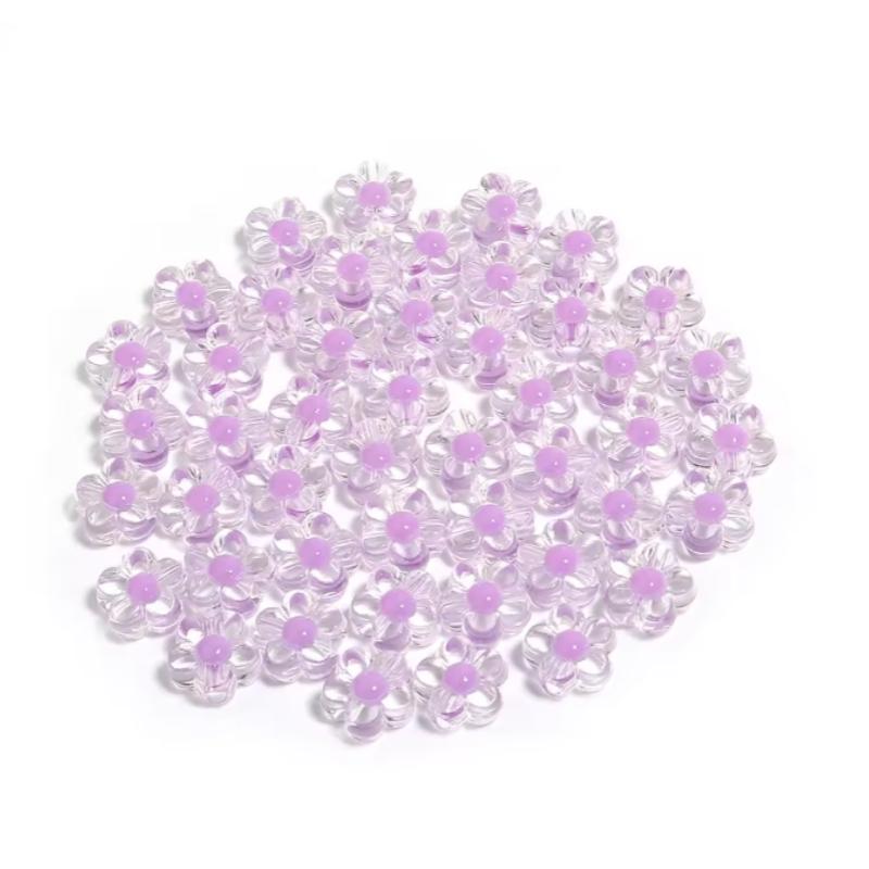 100pcs 12mm Sunflower Acrylic Beads Matte Transparent Mixed Color Spacer Loose Beads DIY Bracelets Necklace Jewelry Accessories