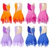 Kids Girls Sleeveless Rhinestone Decorated Patchwork Style Hollow Back Skating Dance Dress