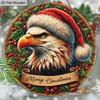 Christmas Wooden Sign with Eagle Pattern - Navidad Round Sign for Christmas Tree, Yard, Balcony Indoor Decor - Ideal Christmas Gift