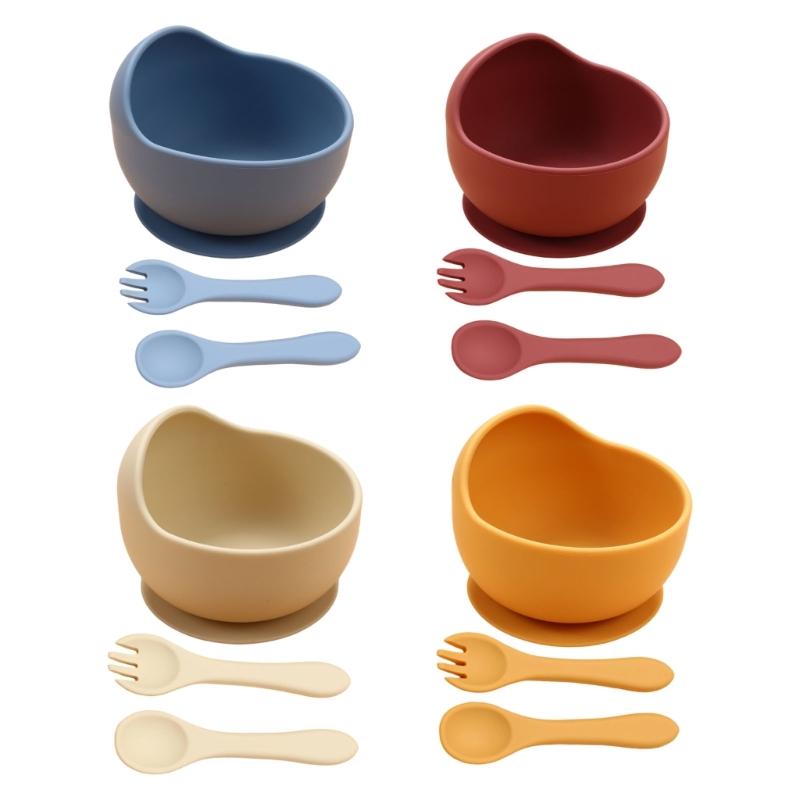 Пищевой силиконовый детский миска для кормления Нескользящая присоска Термостойкая Ложка с удобным захватом Для новорожденных детей