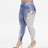 Женские повседневные леггинсы с эластичной резинкой на талии больших размеров с имитацией ковбойского рисунка и брюк