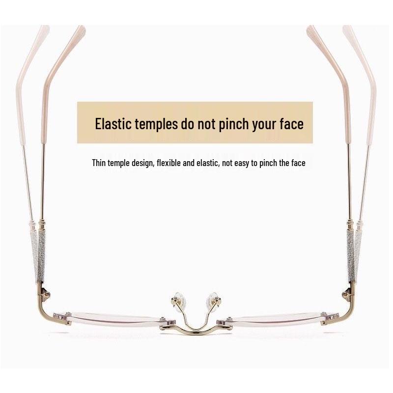 Роскошные безрамочные очки для чтения с большими линзами с алмазной огранкой и защитой от синего света для пожилых людей - Элегантный стиль