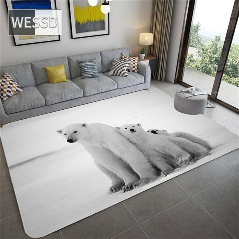 Милый ковер с полярным медведем для детской комнаты, 3D ковер с животными, ковер для гостиной, фланелевая губка, коврик для ванной, впитывающий домашний декор, ковер для прихожей