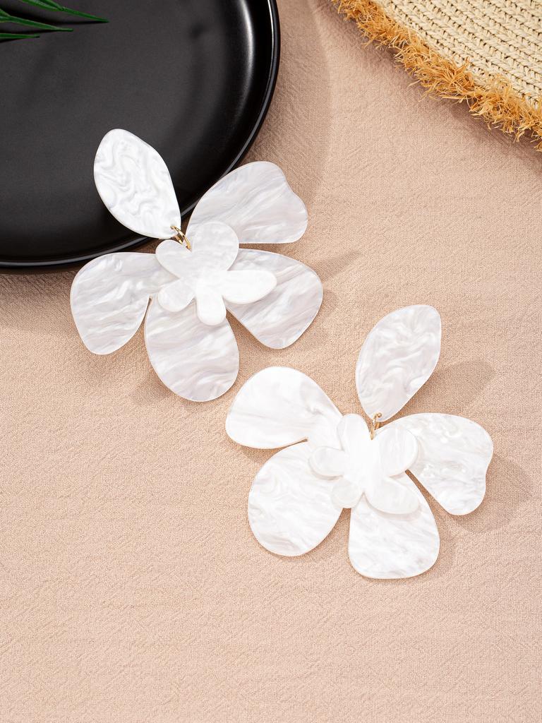 Акриловые серьги-цветы большого размера, персонализированные серьги-цветы из ацетатной пластины в курортном стиле