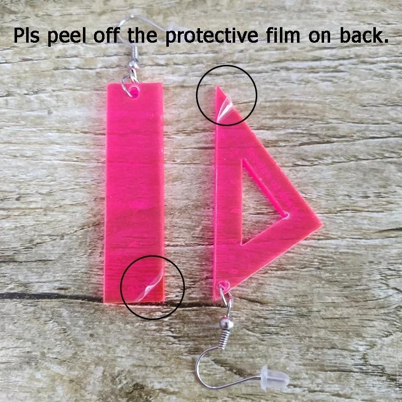 Женская Мода Линейка Акриловые Серьги Креативные Треугольные Подвески Забавные Украшения для Женщин Аксессуары для Девочек в Подарок