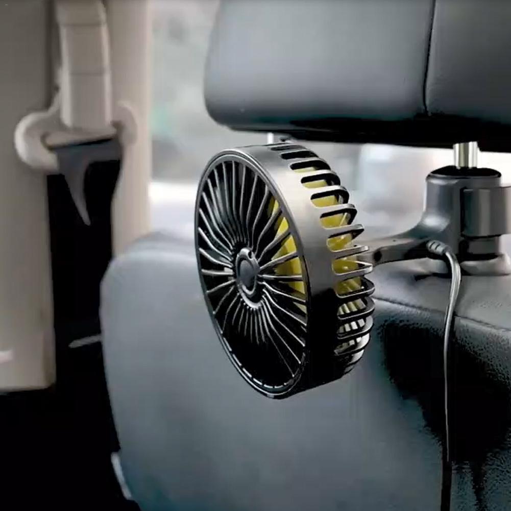 Портативный автомобильный вентилятор для заднего сиденья с 3 регулируемыми скоростями ветра, автомобильный вентилятор охлаждения для внедорожников, автофургонов, автомобилей 12/24 В, автомобильный ароматерапевтический вентилятор с USB-вентилятором