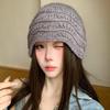 Solid color pleated pile hat children autumn and winter fashion versatile big head circumference wool hat warm ear protection knitted hat