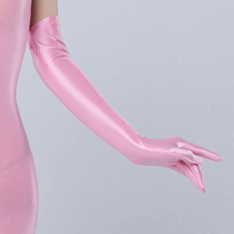 52cm Woman High Stretch Sexy Oil Smooth Glvoes Night Club Party Long Gloves Sun Protection Hand Dance Stage Performance Cosplay