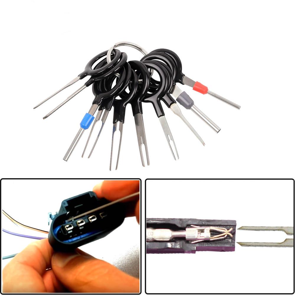 11Pcs/set Terminal Removal Tools Car Electrical Wiring Crimp Connector Pin Extractor Kit for Car Plug Repair Tool