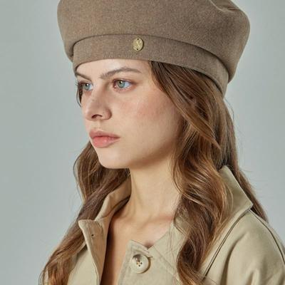 VA Изогнутый Овальный Металлический Смешанный Берет Мокко Коричневый