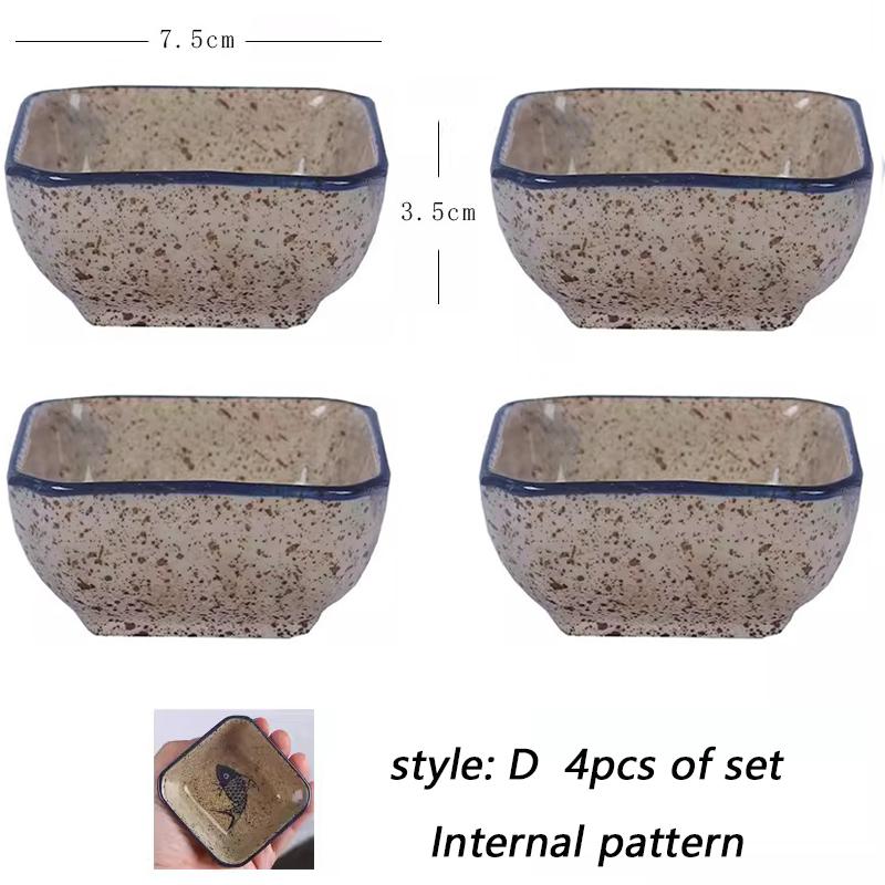 4 шт. японская керамическая квадратная соусница, набор, винтажная приправа для соевого соуса, бытовая посуда для соуса для суши, закуски, столовая посуда