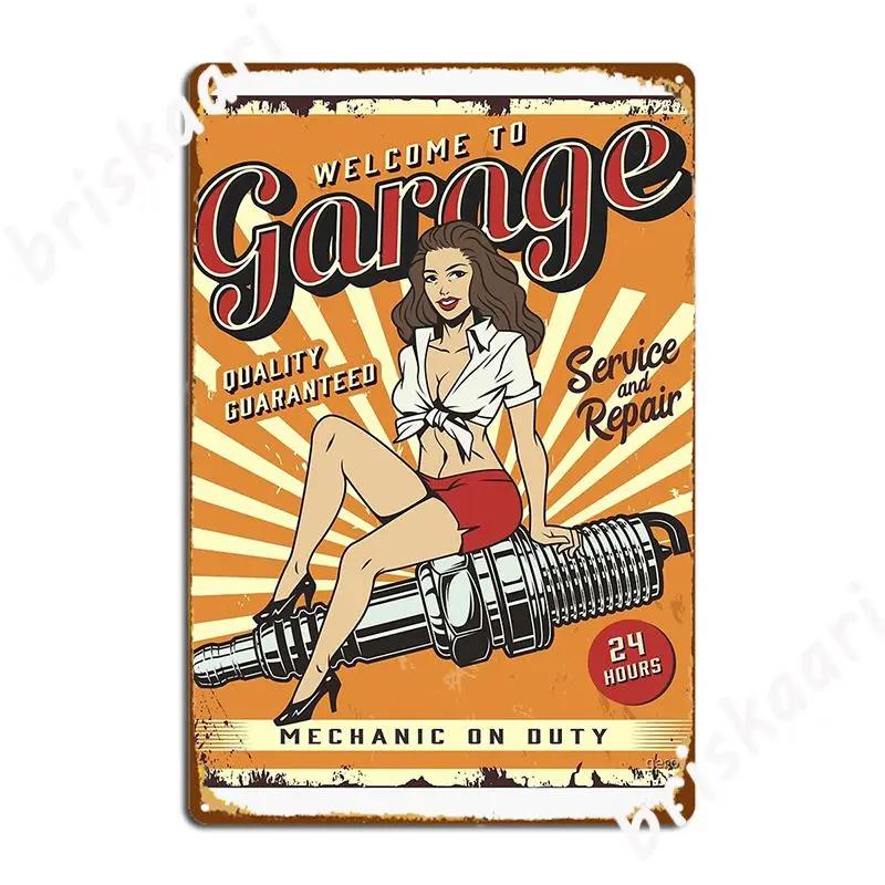 Vintage Poster Mechanic On Duty Metal Sign Wall Decor pub Garage Printing Wall Mural Tin sign Poster