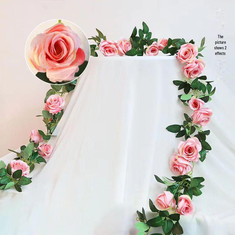 Artificial Rose Vine for Living Room Decoration, Air Duct Cover, Plastic Flower Garland