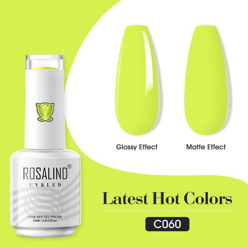 ROSALIND 15ml Shiny Stylish Gel Nail Polish Soak Off Pure Color LED/UV Lamp Nail Gel Bright For Nail Art Design 40 Colors