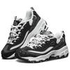 Skechers D'LITES 1.0 Женские кроссовки Panda 10-й юбилей Алмазный принт Толстая подошва Увеличение роста Низкие кроссовки Черно-белые 12241-BKW