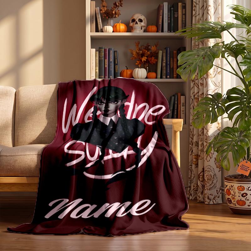 Wednesday Custom Flannel Blankets Soft Warm Cozy Throws for Home Decor Holiday Gifts