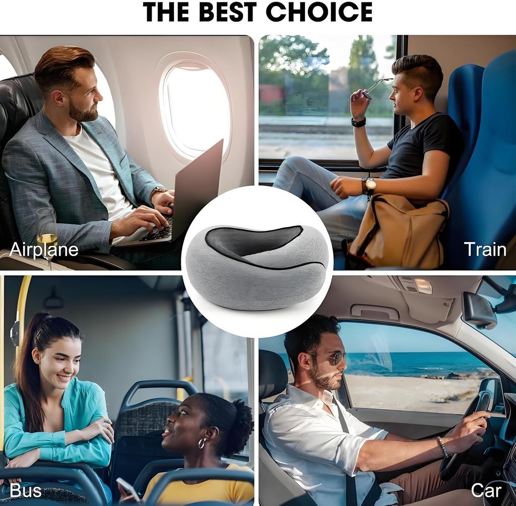 Memory Foam Travel Neck Pillow | 360° Support for Airplane Office Car | Ergonomic Comfort for Long Trips & Commutes