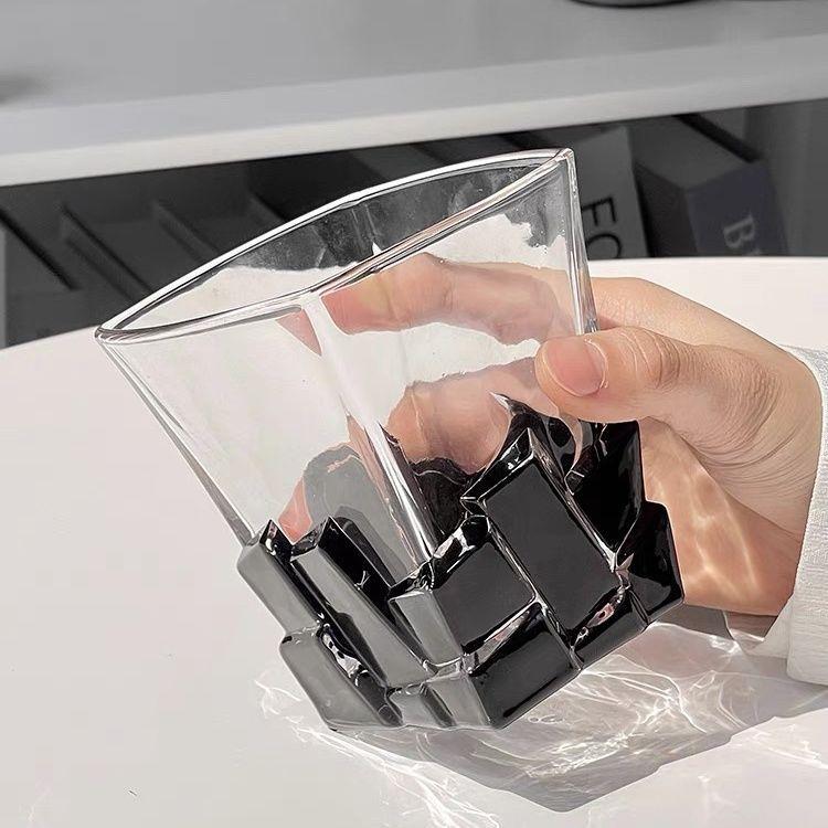 Творческие бокалы для вина Artistic Sense Handmade Black Gem Light Luxury Crystal Cup Modern Simplicity Advanced Sense Whiskey Glass New