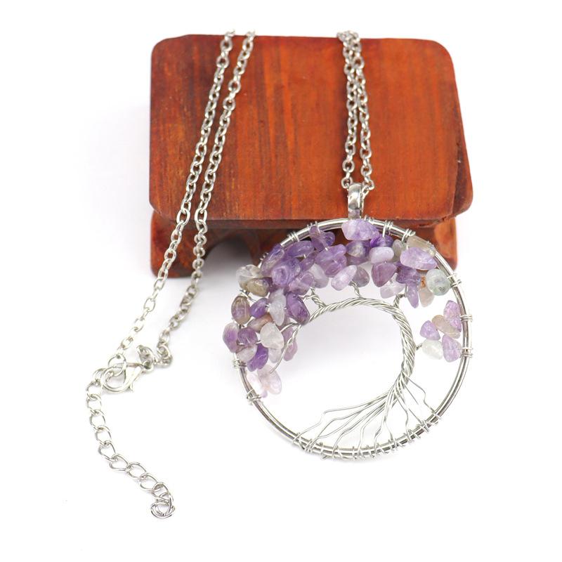 Hand Winding Bending Tree Of Life Necklace Natural Irregular Gravel Crystal Necklace N80